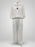 Linen Button-Up & Wide-Leg Pants Set