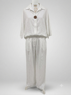 Linen Button-Up & Wide-Leg Pants Set