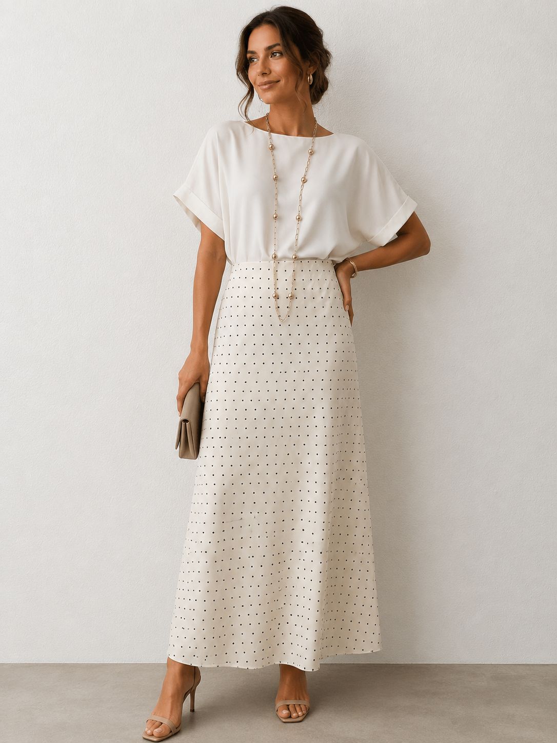 Polka-Dot Midi Skirt