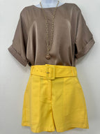 Sunny Yellow Belted Shorts