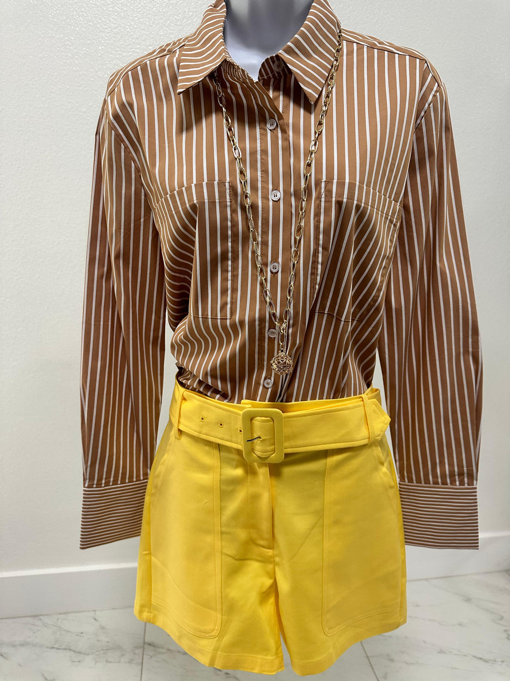 Sunny Yellow Belted Shorts