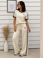 ALO Stripe Tee & Wide-Leg Pants Set