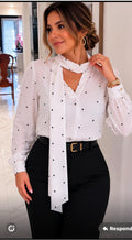 Polka Dot Bow-Tie Blouse