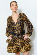 Gold Dot Ruffle Mini Dress