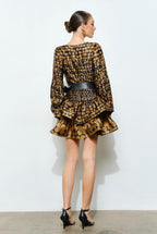Gold Dot Ruffle Mini Dress