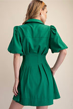 Puff Sleeve Button-Down Mini Dress