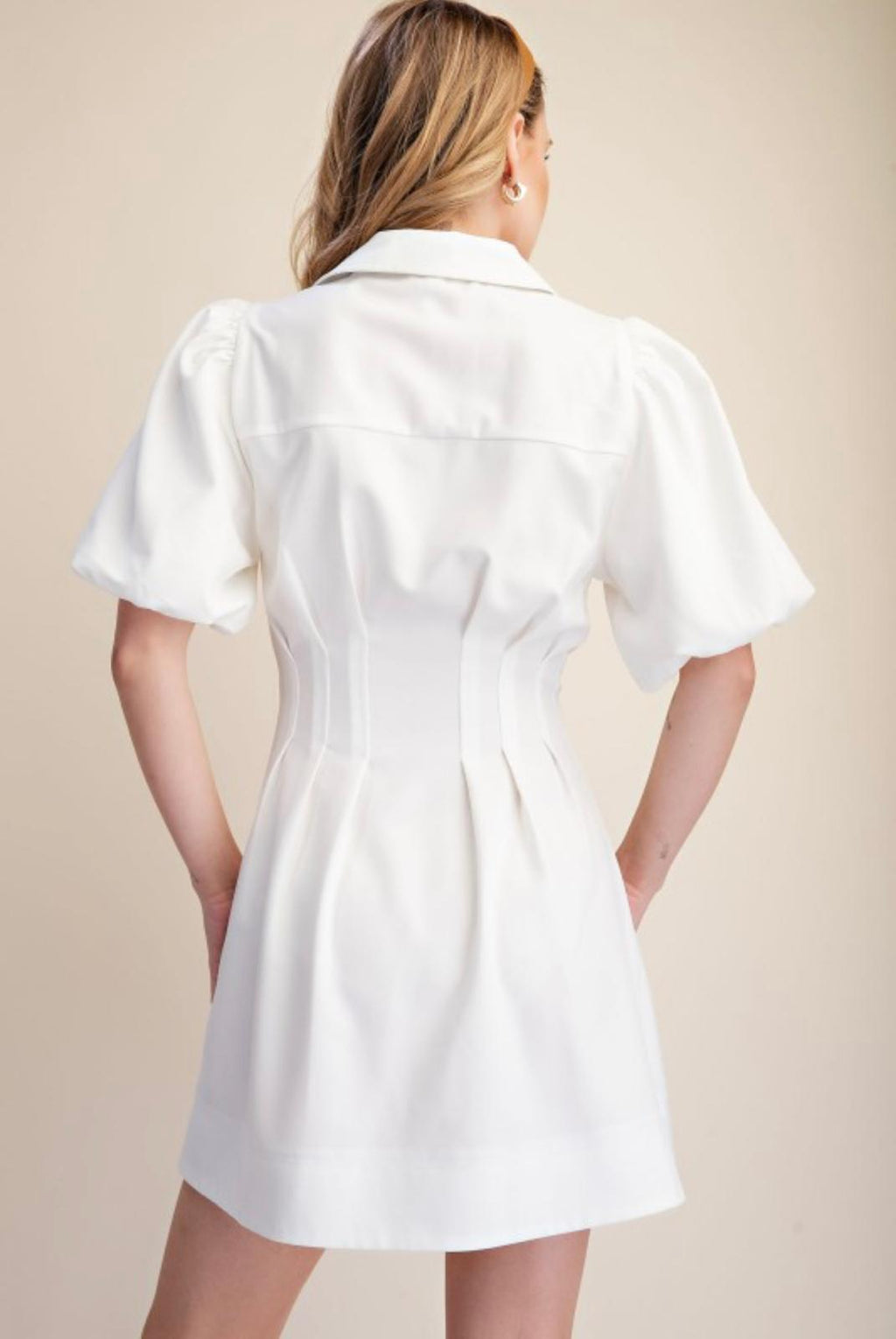 Puff Sleeve Button-Down Mini Dress