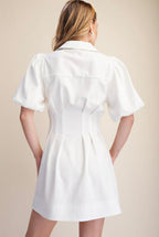 Puff Sleeve Button-Down Mini Dress