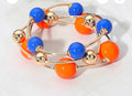 Blue & Orange Ball Wire Wrap Bracelet