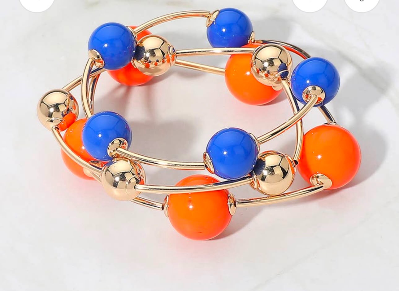 Blue & Orange Ball Wire Wrap Bracelet