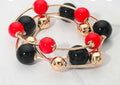 Black & Red Ball Wire Wrap Bracelet