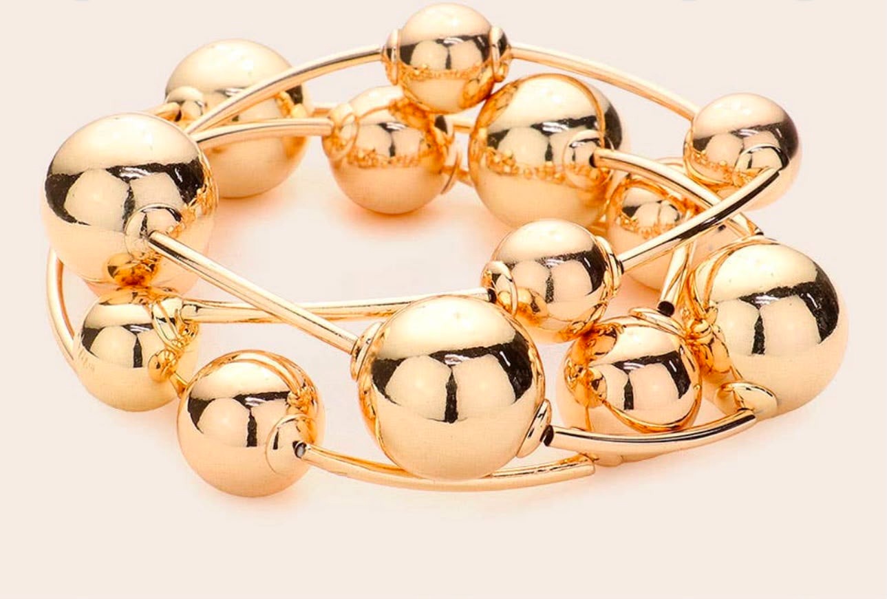 Gold Ball Wire Wrap Bracelet