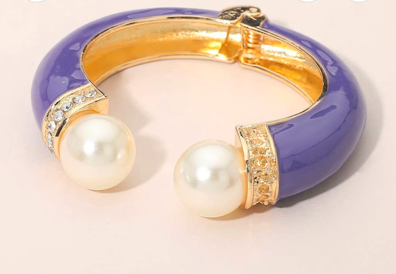 Purple Pearl Cuff Bracelet