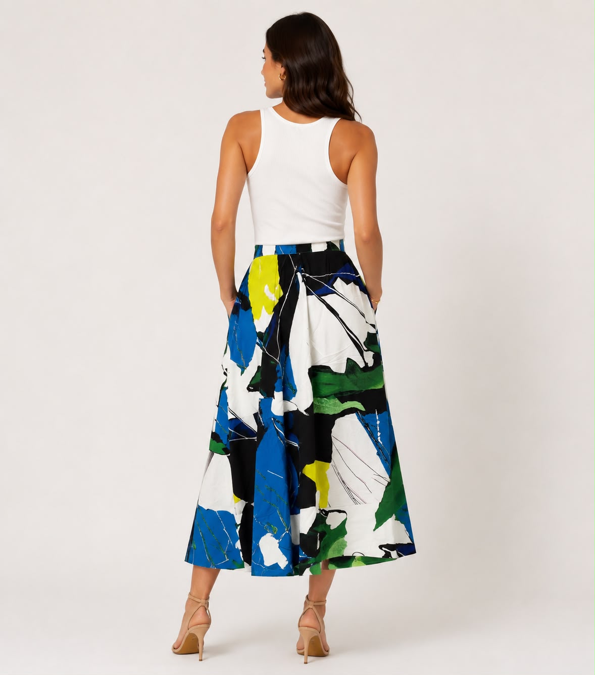 Abstract Art Print Midi Skirt
