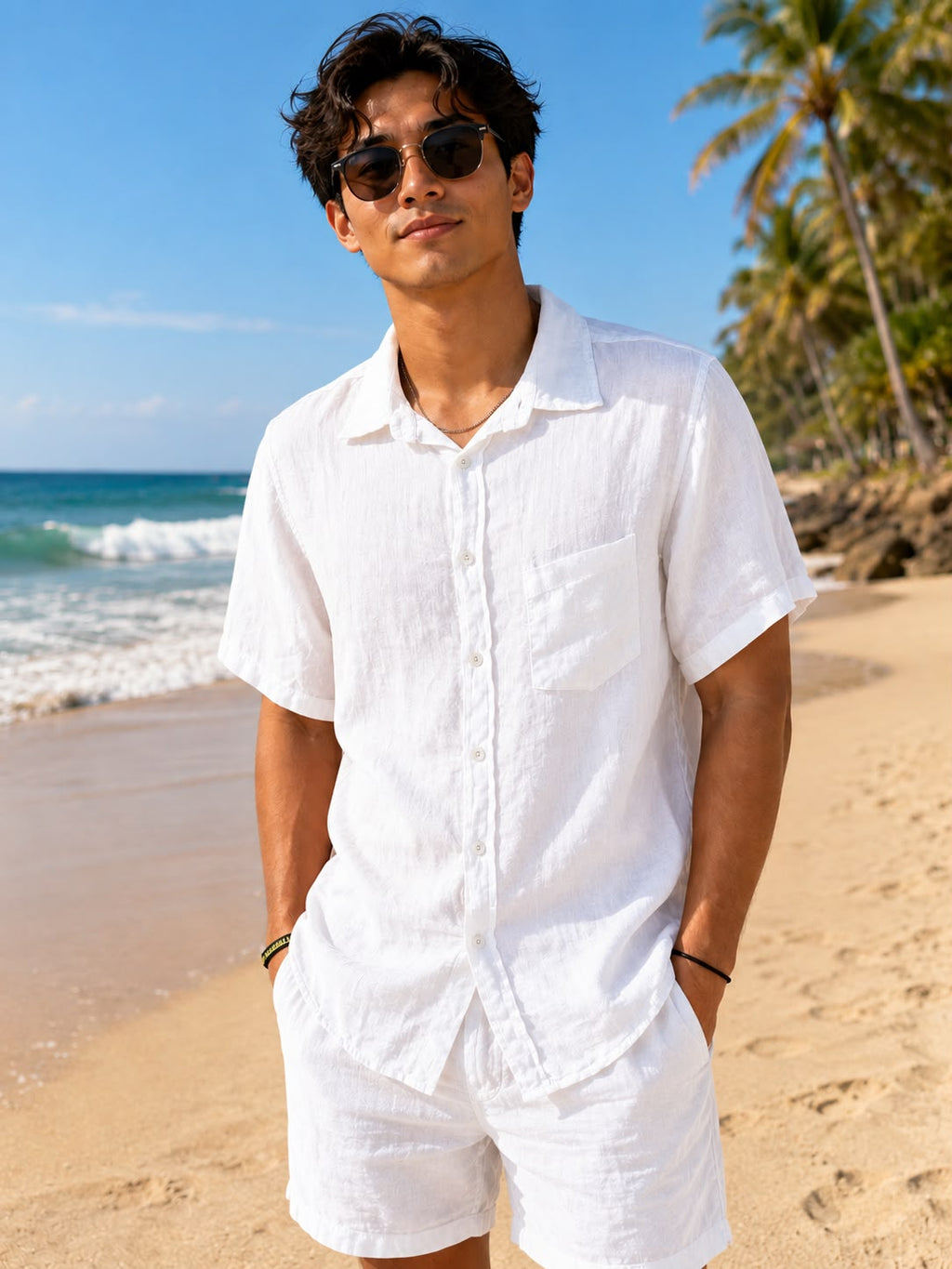 Men's Linen Shirt & Shorts Set