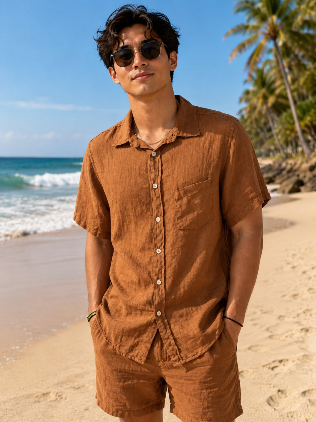 Men's Linen Shirt & Shorts Set