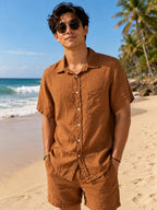 Men's Linen Shirt & Shorts Set