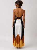Color Block Halter Maxi Dress