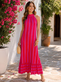 Striped Halter Maxi Dress