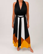 Color Block Halter Maxi Dress